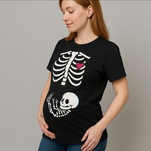 GILDAN Boy Baby Skeleton Pregnancy Graphic T-Shirt xxl Halloween
